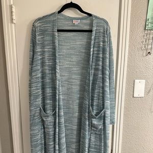 Lularoe green and white duster cardigan size XL